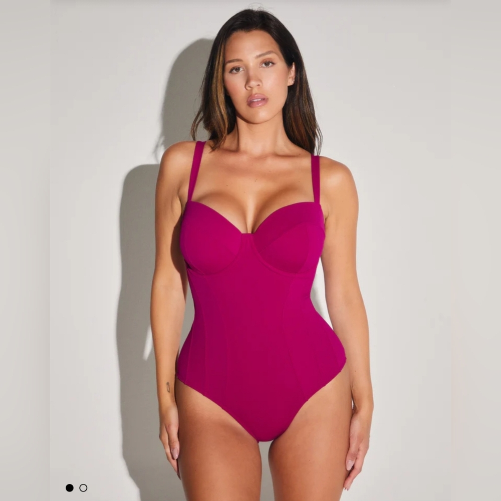 Sleek Sculpting One-Piece Swimsuit in Magenta TA3